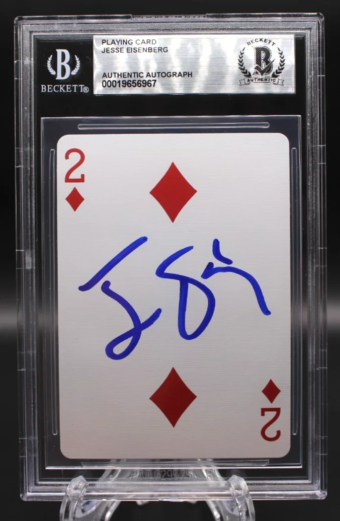 JESSE EISENBERG SIGNED MAGIC PLAYING CARD NOW YOU SEE ME BECKETT BAS SLABBED BGS, изображение 2
