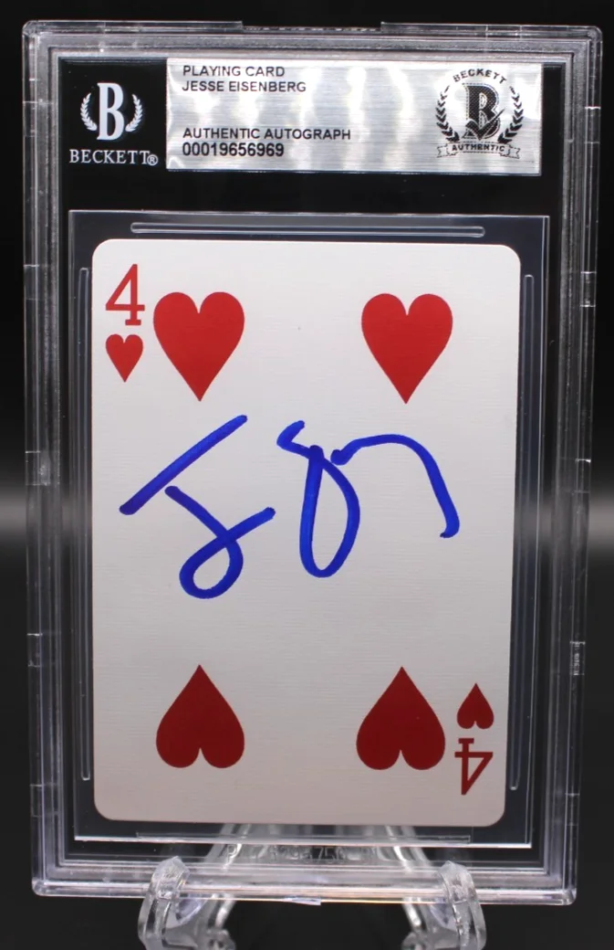 JESSE EISENBERG SIGNED NOW YOU SEE ME MAGIC PLAYING CARD BECKETT BAS SLABBED BGS, image 2