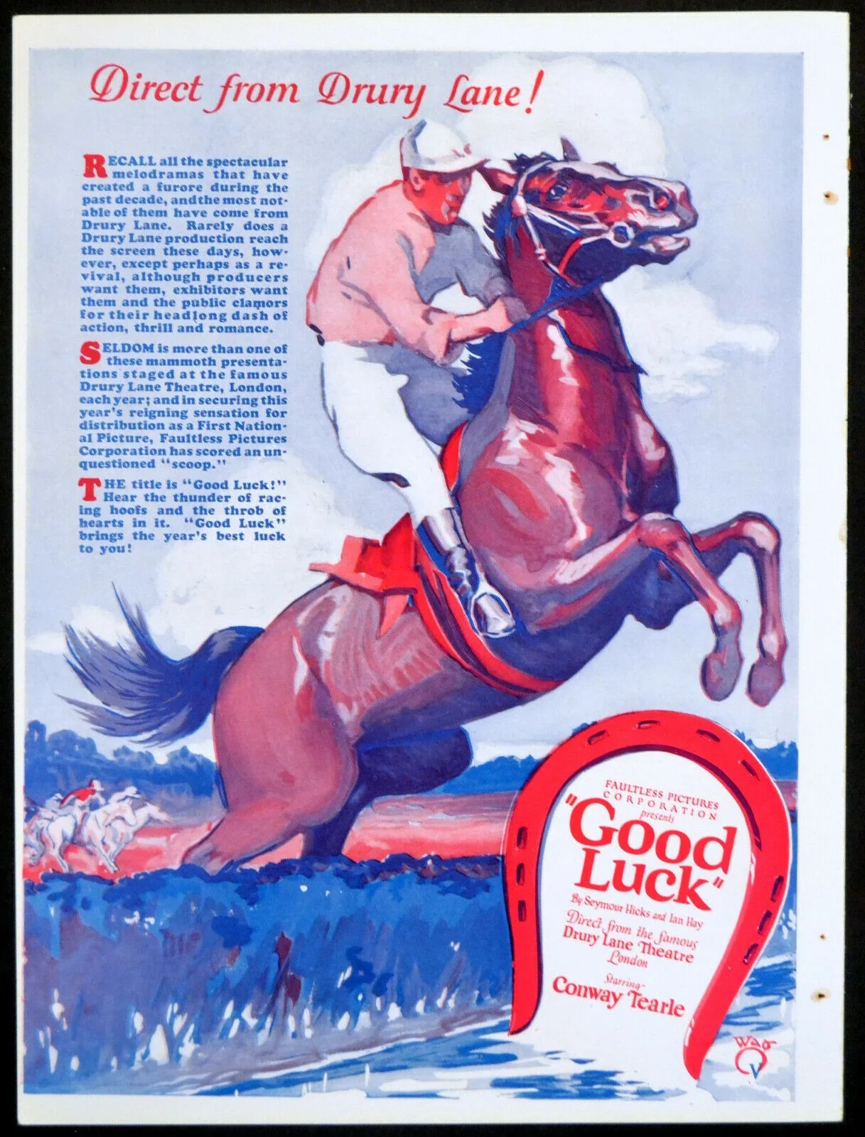 SAVAGE 1926 May McAvoy, Ben Lyon GOOD LUCK Conway Tearle ADVERT, image 2