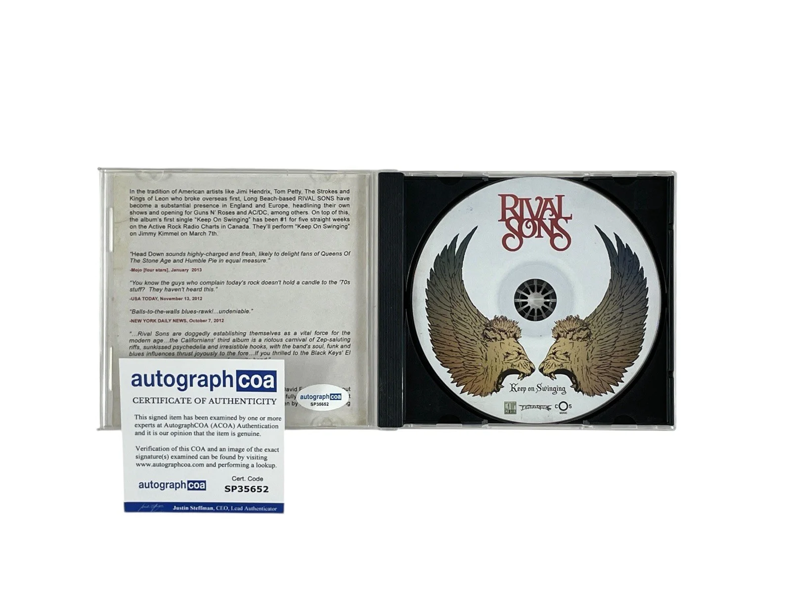 Rival Sons Autographed Keep On Swinging 1 Track Promo CD COA Signed 🎙️🎸, image 2