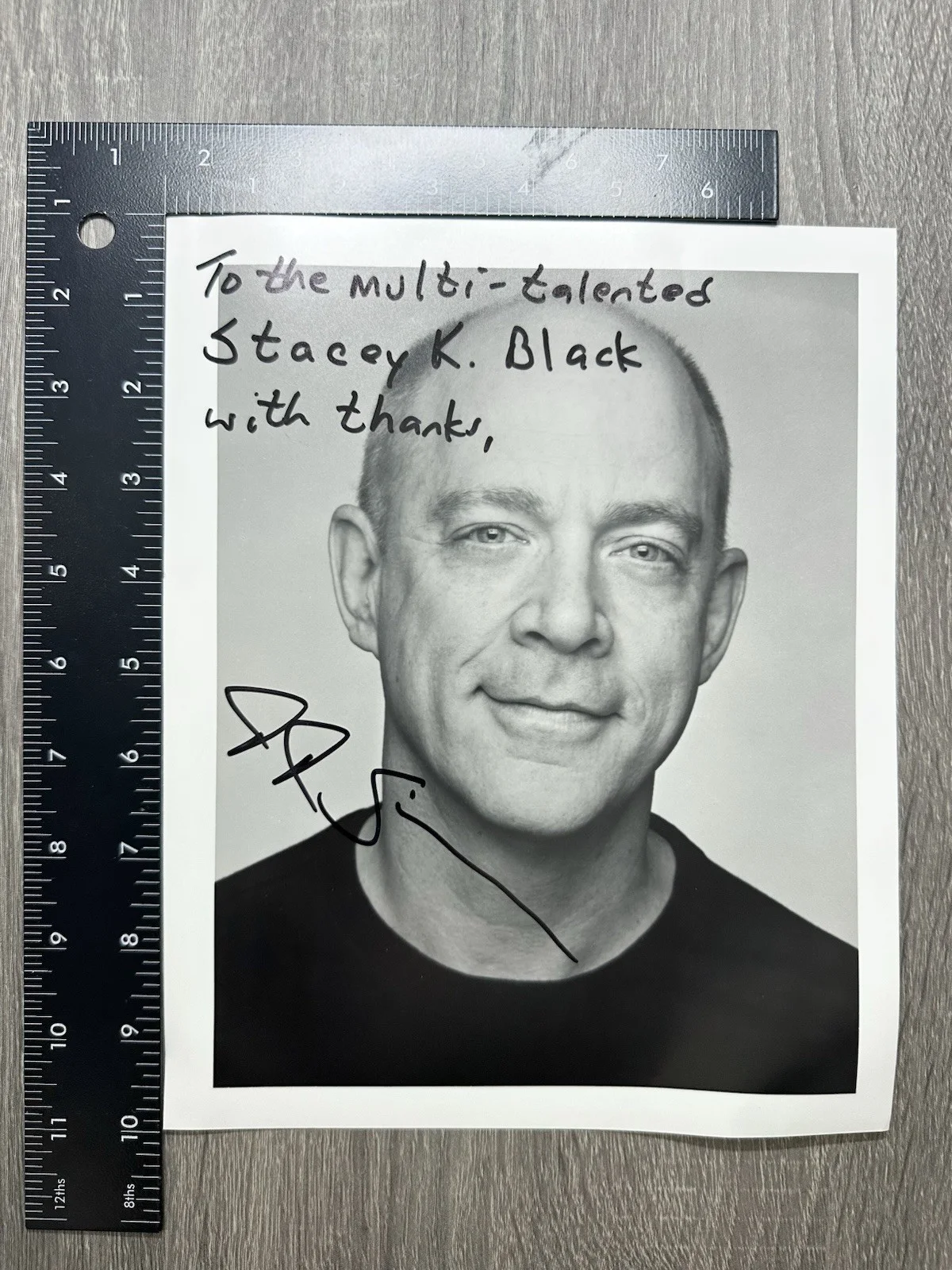 J.K. Simmons — 🔵 J.K. Simmons Autographed 8x10 Photo Inscribed To Stacey K Black Signed Photo