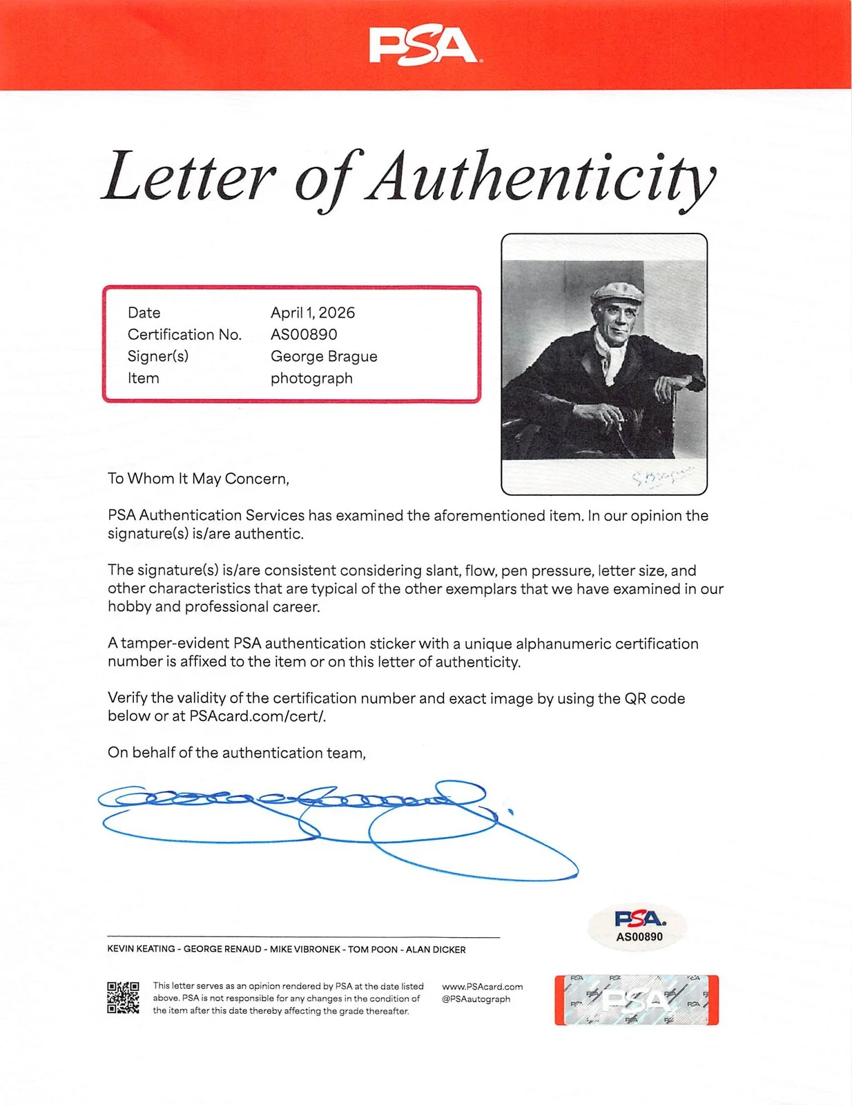 George Brague — George Brague Authentic Signed 9.35x11.85 Book Page Photo PSA/DNA #AS00890, изображение 3