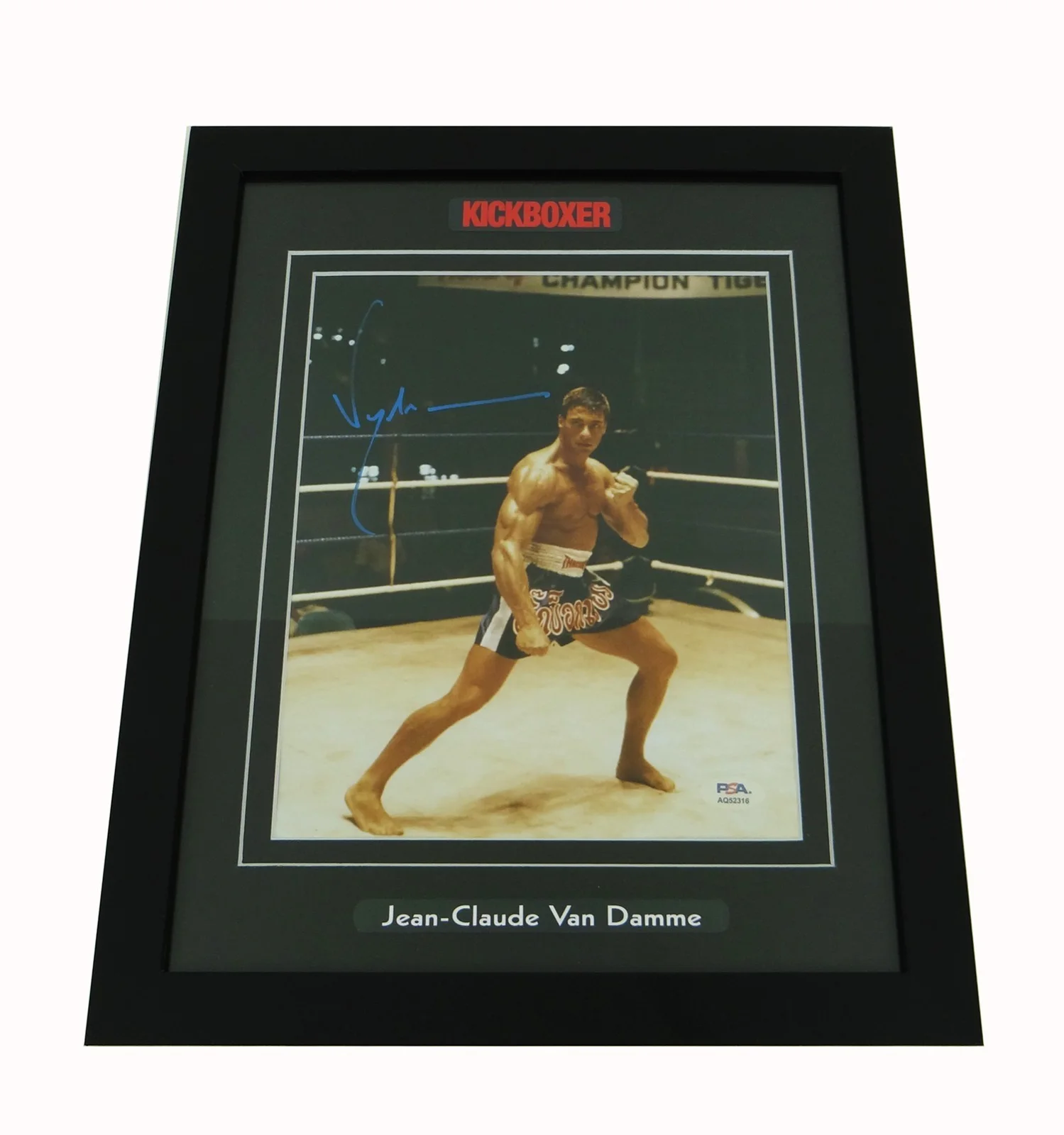 Jean-Claude Van Damme — Jean-Claude Van Damme Hand-Signed KickBoxer 8x10 Photo Custom Framed w/PSA COA, изображение 2