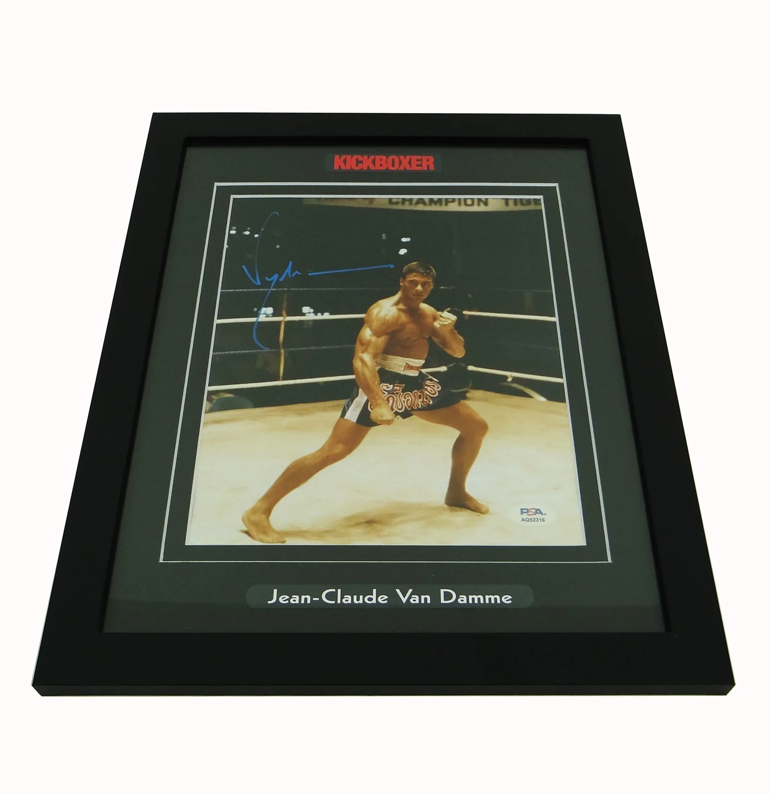 Jean-Claude Van Damme — Jean-Claude Van Damme Hand-Signed KickBoxer 8x10 Photo Custom Framed w/PSA COA, изображение 3
