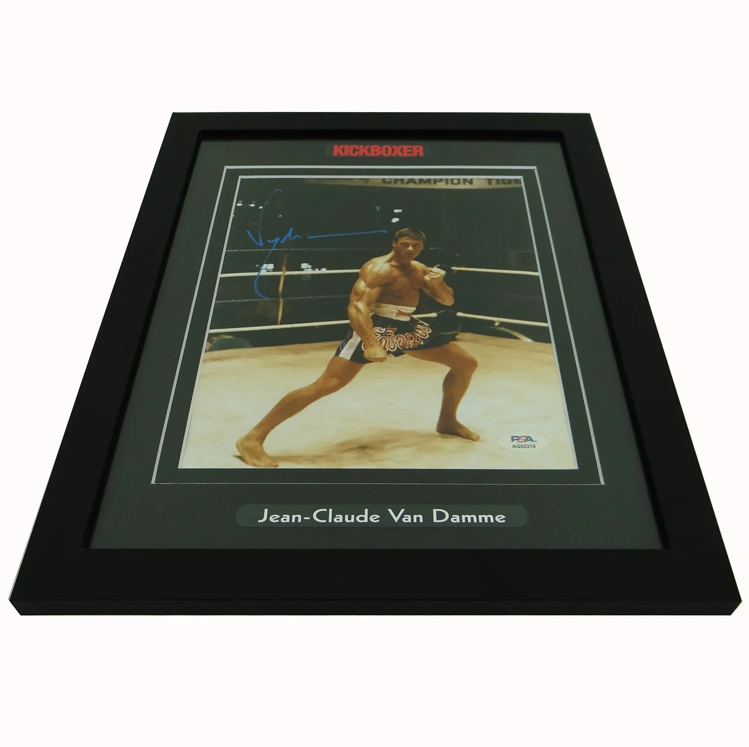 Jean-Claude Van Damme — Jean-Claude Van Damme Hand-Signed KickBoxer 8x10 Photo Custom Framed w/PSA COA, изображение 4