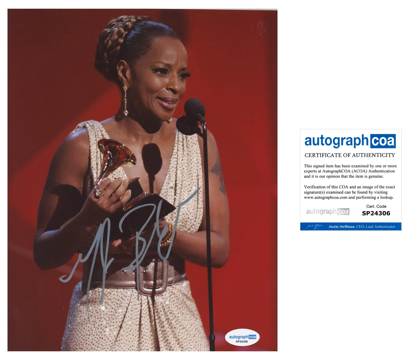 Mary J Blige Signed 2007 Grammys Best R&B Album GROWING PAINS 8x10 Photo ACOA, изображение 5