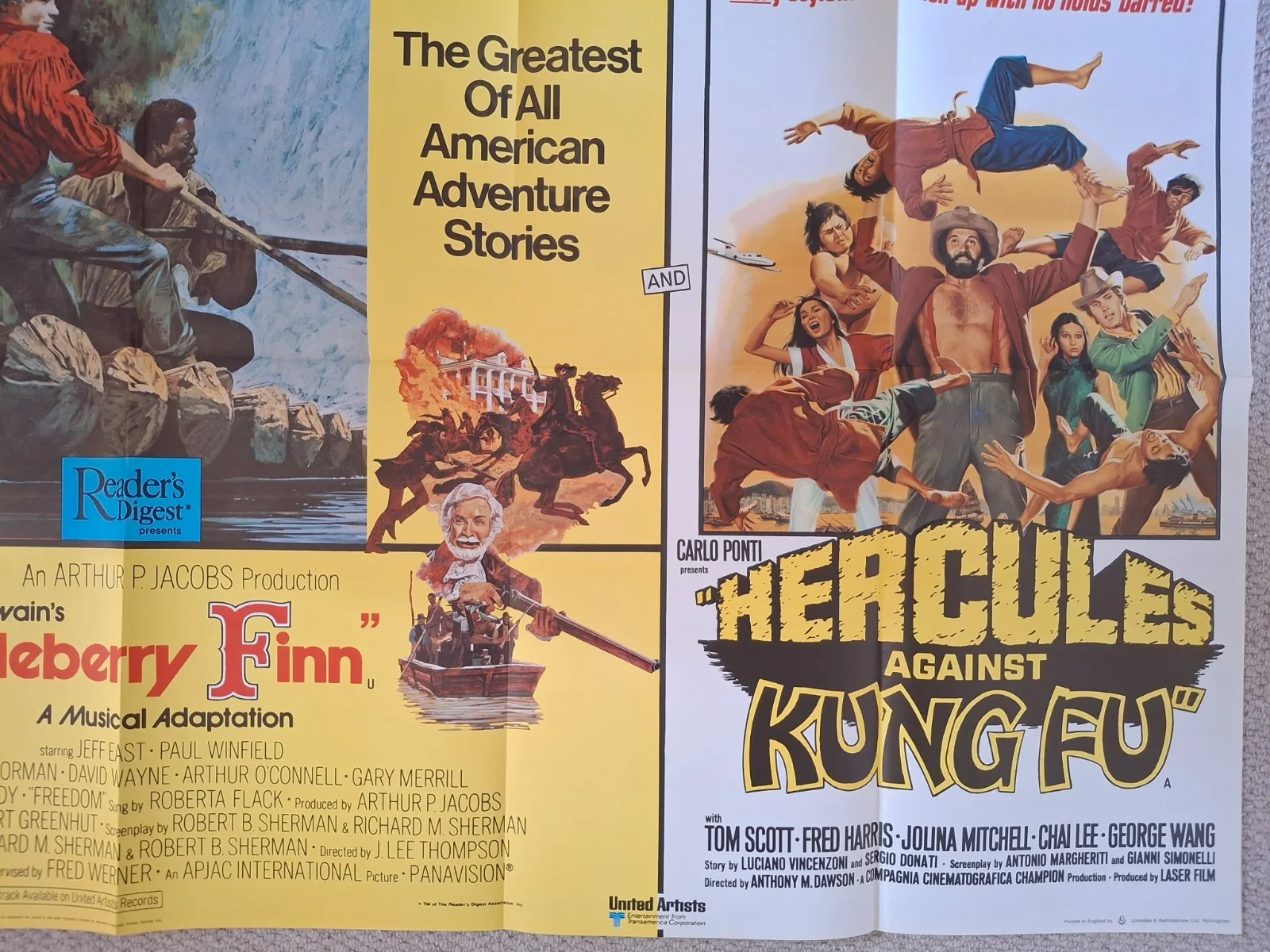 Huckleberry Finn & Hercules Against Kung Fu Double Bill Rare Film Poster, изображение 5