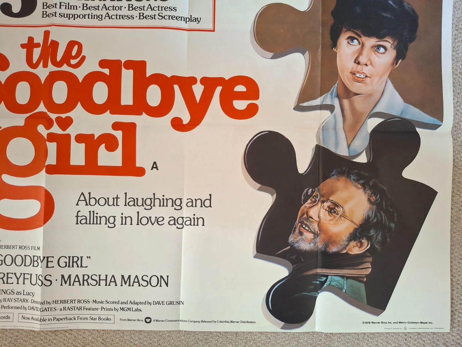 The Goodbye Girl Rare & Original Quad Cinema Movie Film Poster, изображение 5