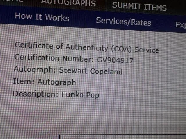 Stewart Copeland of The Police Signed Funko Pop, изображение 3