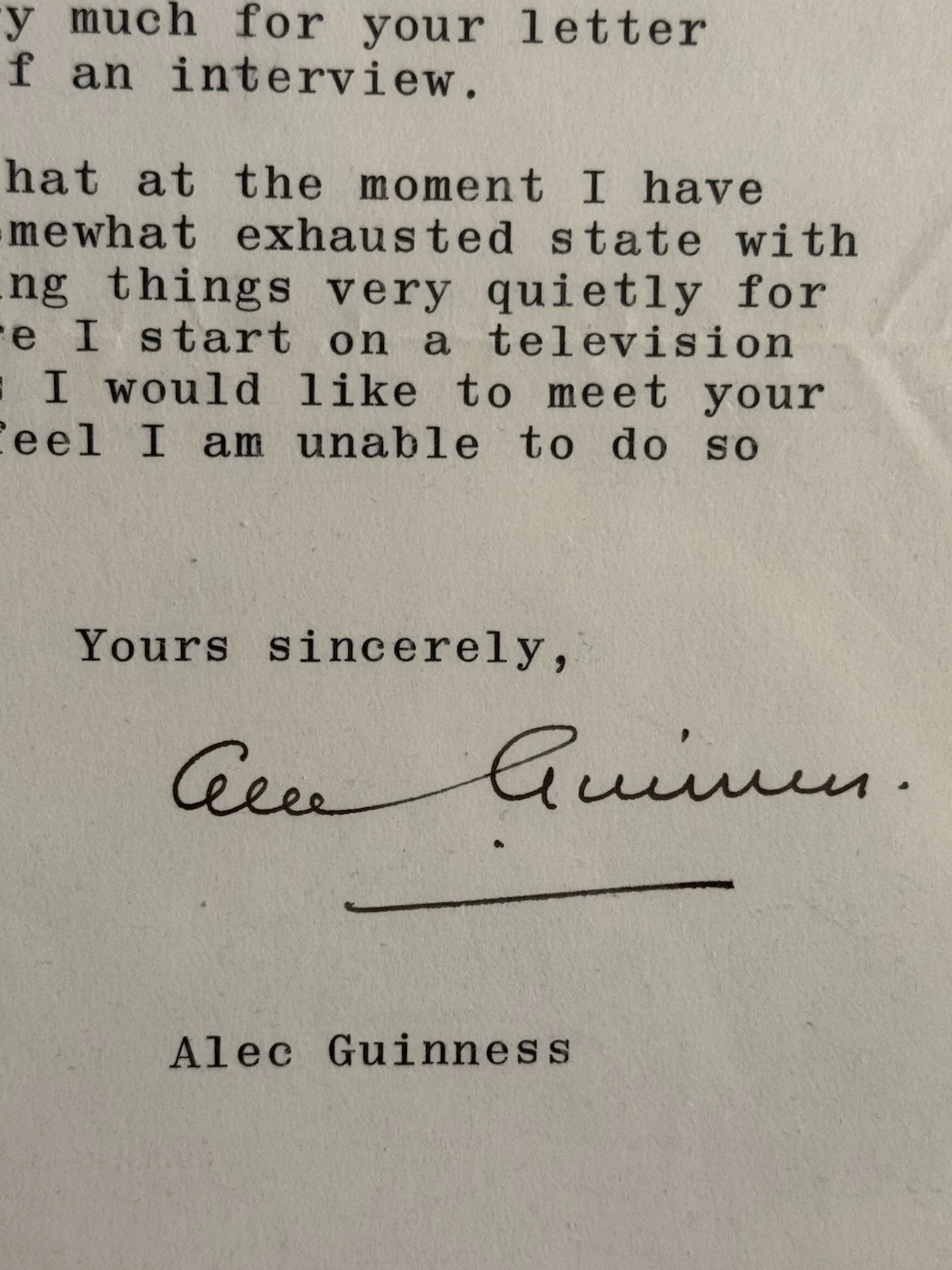 Alec Guinness Autographed Letter JSA COA LOA Star Wars Obi-Wan Kenobi Actor, изображение 2