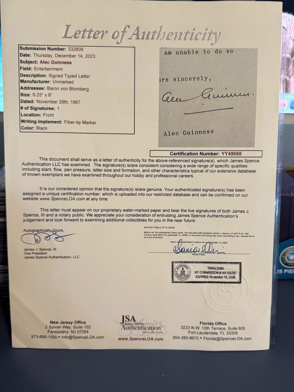 Alec Guinness Autographed Letter JSA COA LOA Star Wars Obi-Wan Kenobi Actor, изображение 4