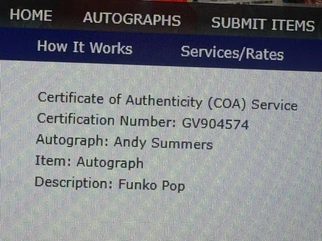 Andy Summers — Andy Summers of The Police Signed Funko Pop, изображение 3