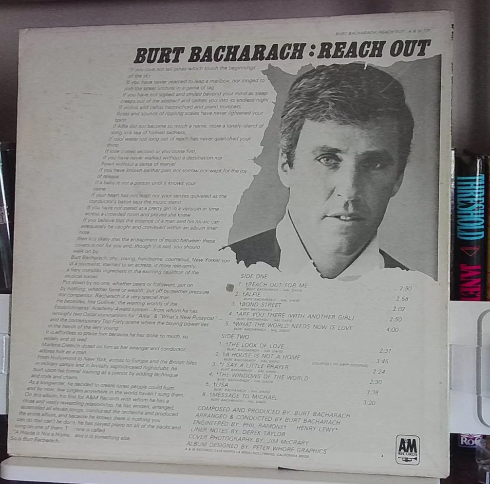 BURT BACHARACH signed -REACH OUT-LP--scarce signed, image 2