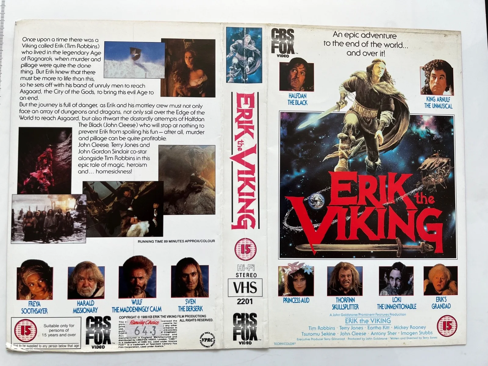VHS VIDEO SLEEVE - ERIK THE VIKING (1989) - SLEEVE ONLY, изображение 2