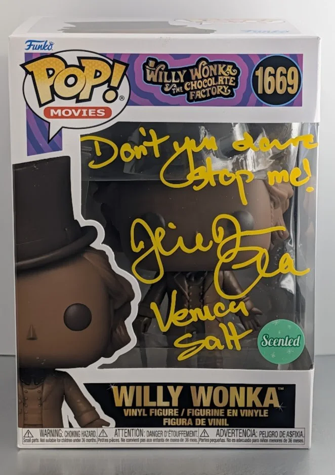 Julie Dawn Cole — Julie Dawn Cole Auto Signed Quoted Funko Pop #1669 Veruca Salt Willy Wonka
