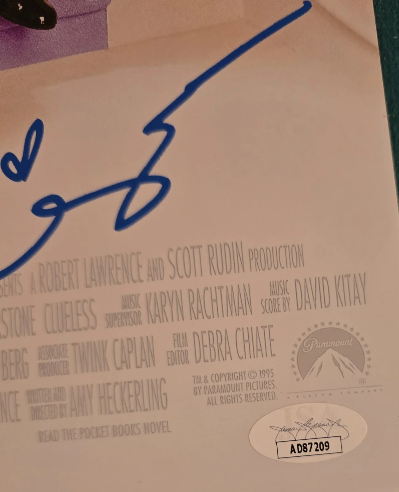 Alicia Silverstone — Alicia Silverstone Signed 11X17 Clueless JSA Sticker Only, image 2