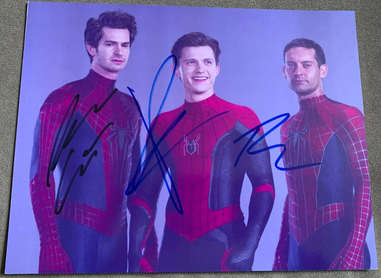 Tom Holland, Andrew Garfield, Toby Maguire — Tom Holland Andrew Garfield Toby Maguire Signed Photo 85x11 with COA Spi G2U