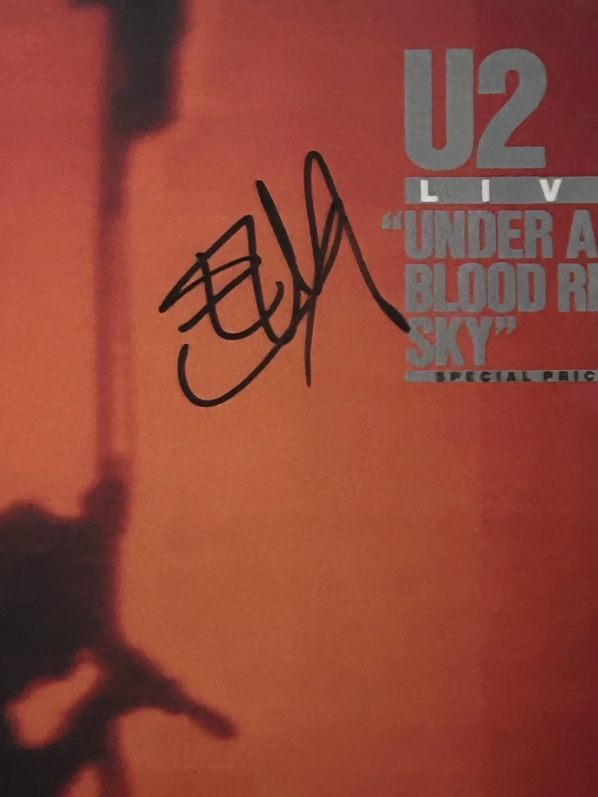 The Edge Signed U2 Autographed Under Red Blood Sky Vinyl Cover Framed JSA, image 2