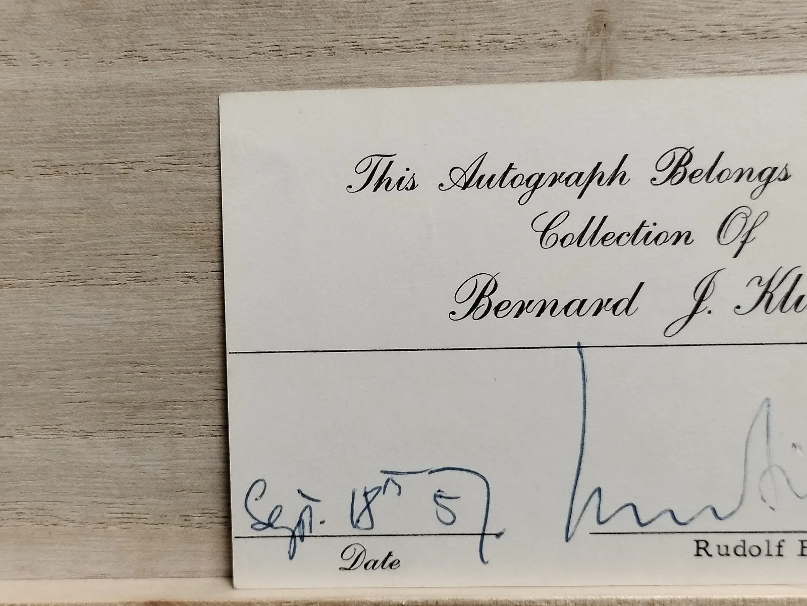 Rudolf Bing Signed Index Card, image 3