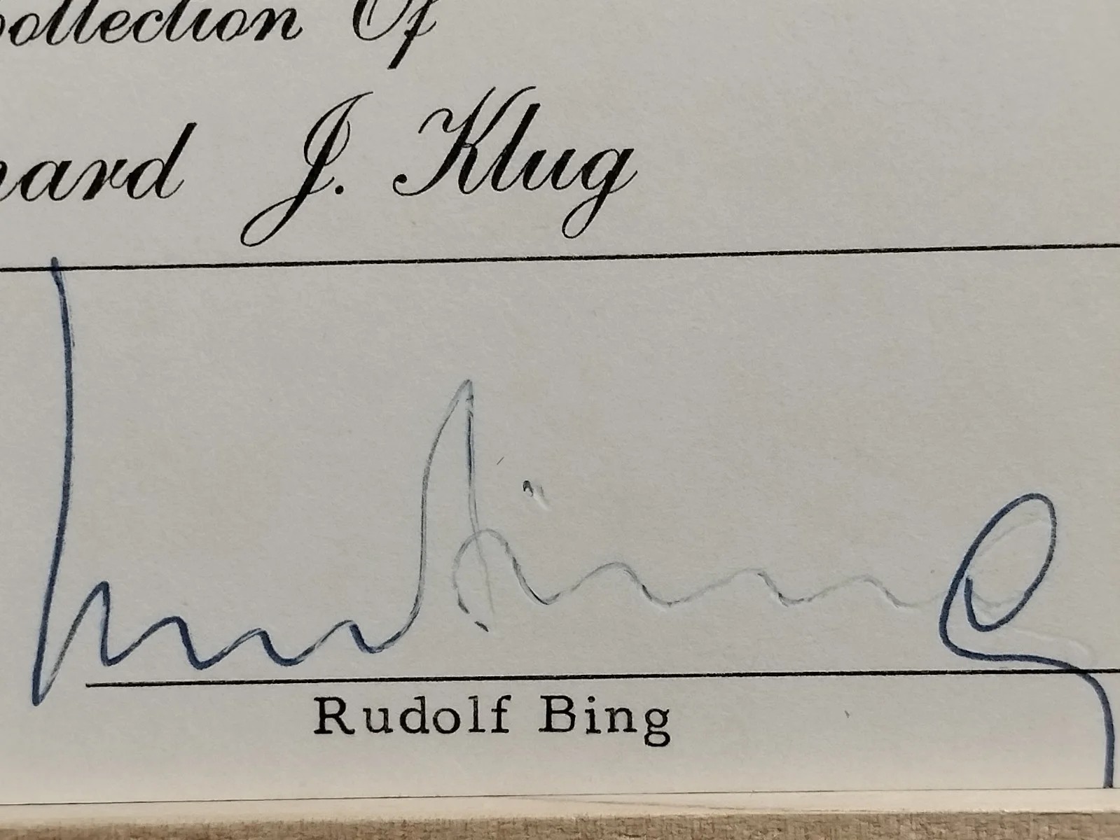 Rudolf Bing Signed Index Card, image 4