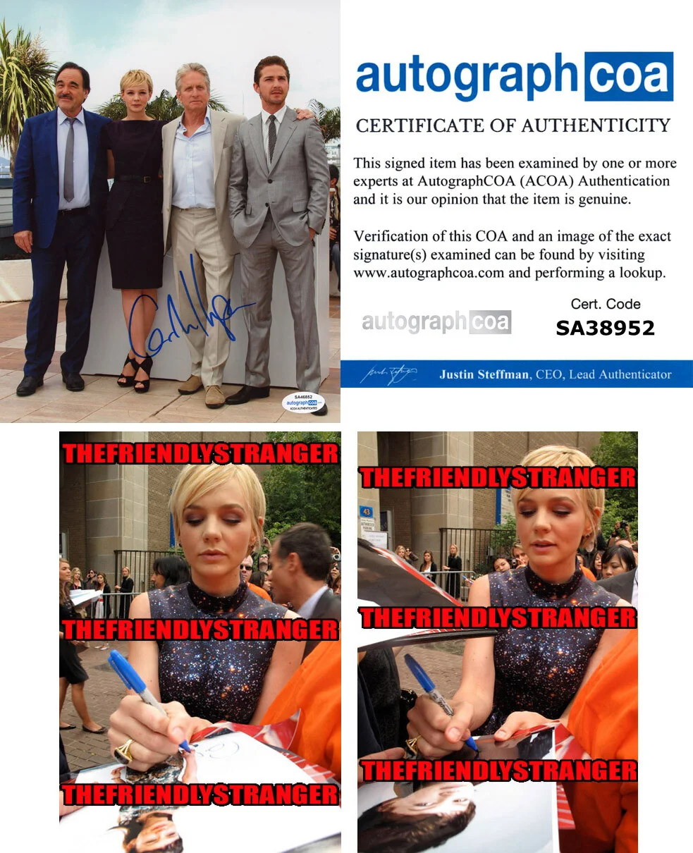 CAREY MULLIGAN — Carey Mulligan signed Autograph 8x10 Photo BEEF b DRIVE Full Signature ACOA COA