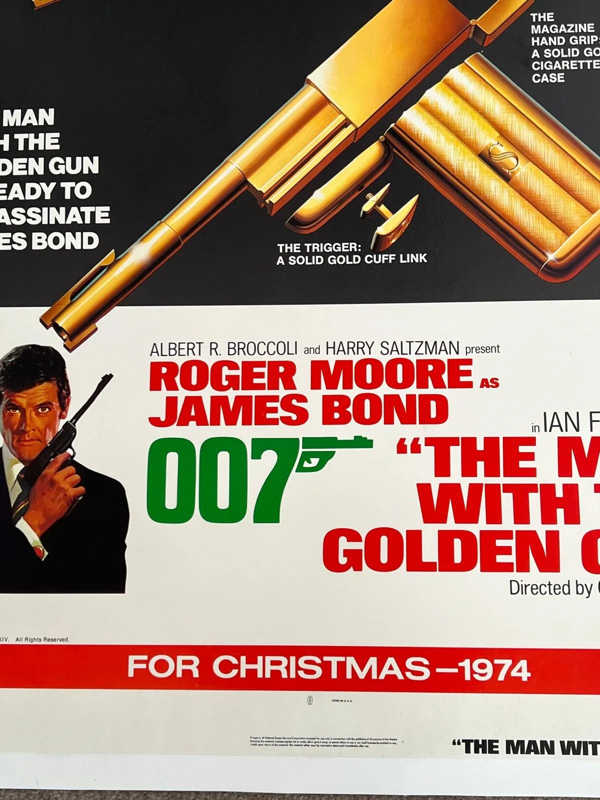 Man With The Golden Gun Christmas LINEN BACKED Original US 1 Sheet Film Poster, изображение 3