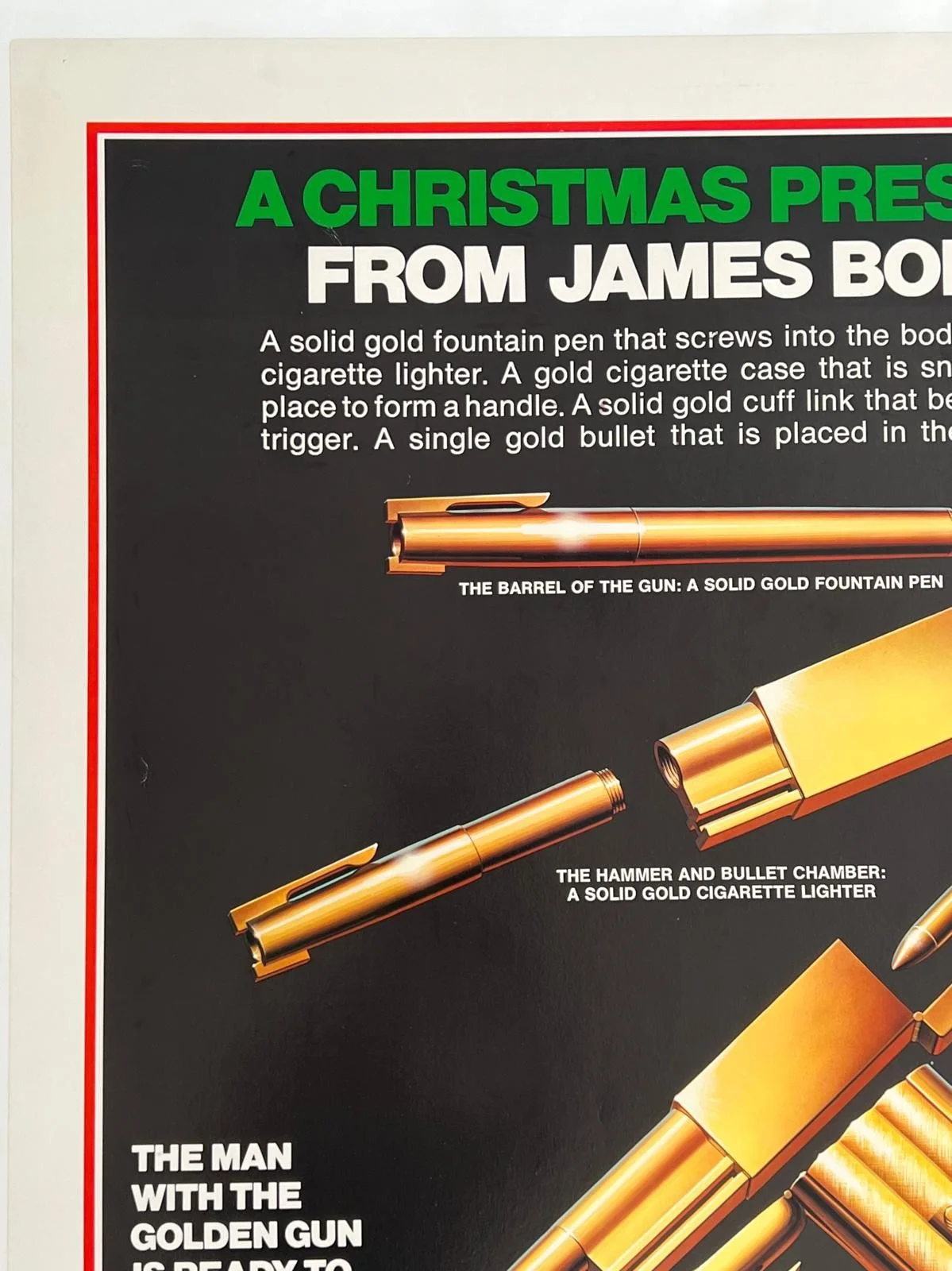 Man With The Golden Gun Christmas LINEN BACKED Original US 1 Sheet Film Poster, изображение 4