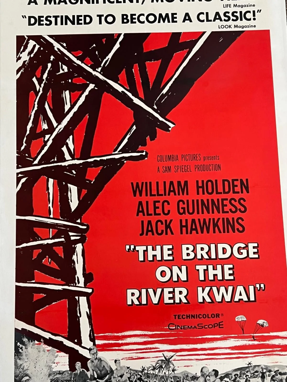 The Bridge on the River Kwai US 1 Sheet Film Poster LINEN BACKED 27X41 1958 RARE, изображение 4