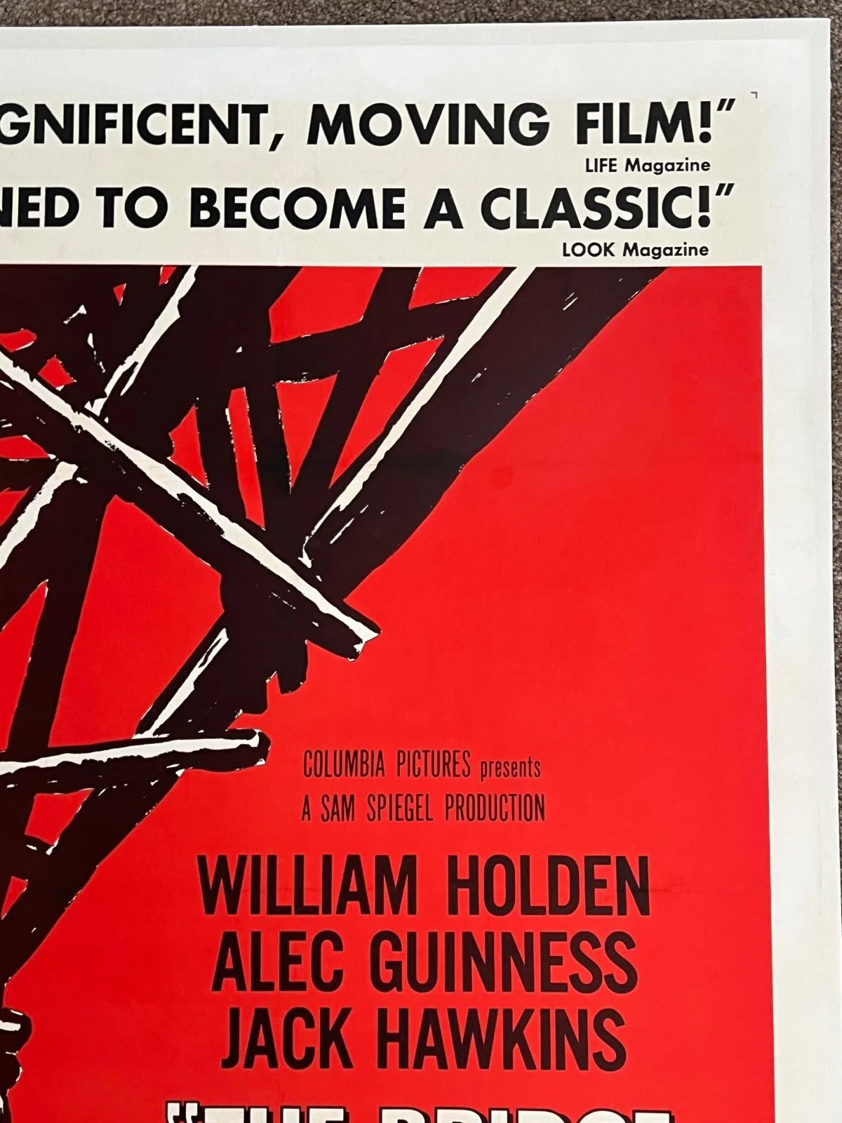 The Bridge on the River Kwai US 1 Sheet Film Poster LINEN BACKED 27X41 1958 RARE, изображение 5