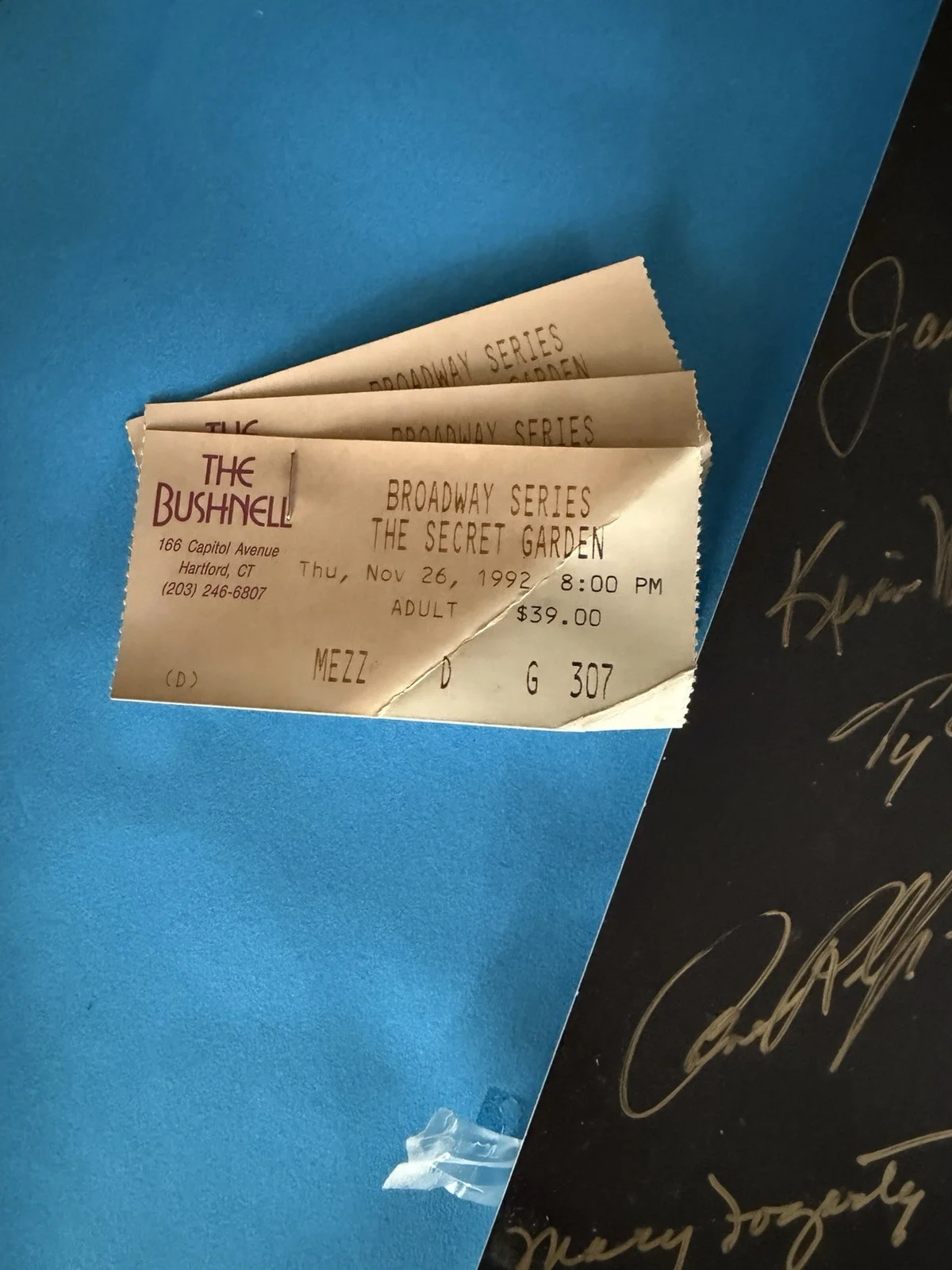 The Secret Garden Broadway Original Program Signed with 1992 Bushnell Tickets, image 3