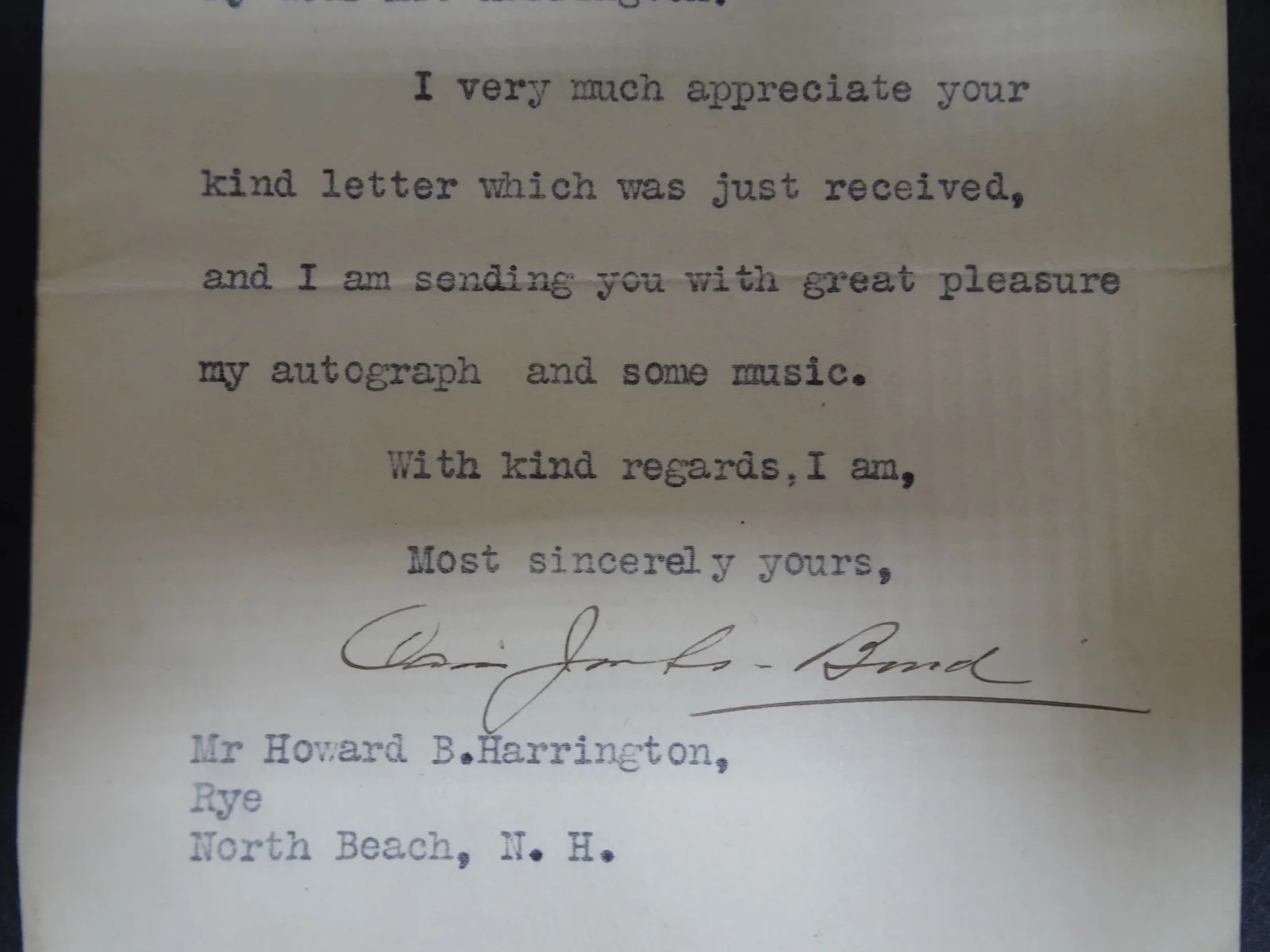 Carrie Jacobs-Bond — Carrie Jacobs-Bond Musician Autograph Letter to Symphony Manager 07/08/1925, image 5