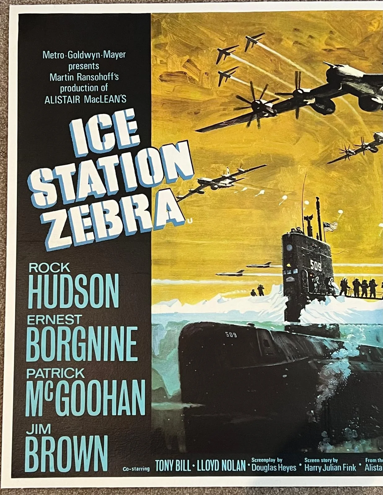 Ice Station Zebra Original UK British Quad LINEN BACKED Film Poster w/Cert RARE, изображение 3
