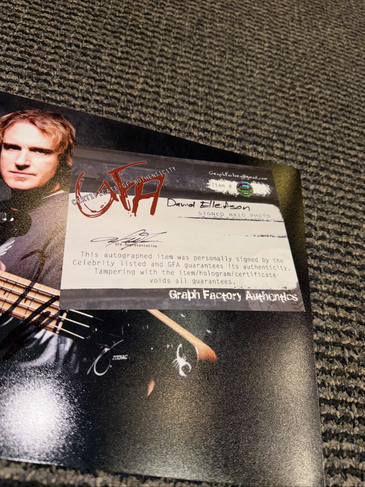 David Ellefson Signed Autographed 8x10 Photo Megadeth Guitarist W/ COA, изображение 3