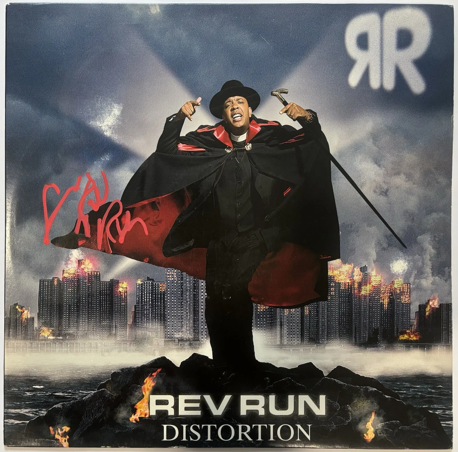 Rev Run Autographed/Signed Distortion Vinyl RUN DMC RARE LOOK!, image 2