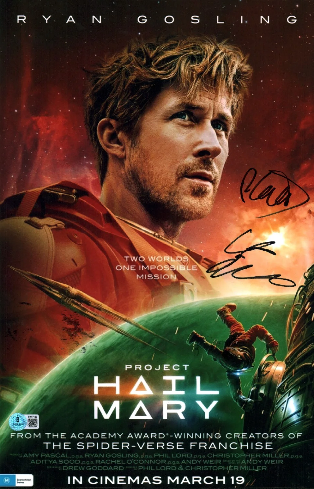 phil lord and chris miller — Phil Lord Chris Miller Signed Project Hail Mary Directors 11x17 Photo BAS COA