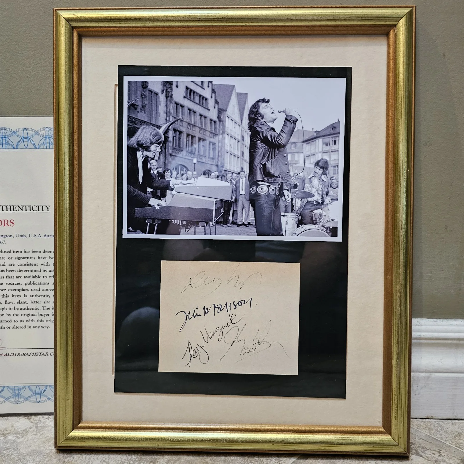 The Doors Full Set Of Hand Signed Autographs -Holy Grail -COA -Framed -Morrison, image 2