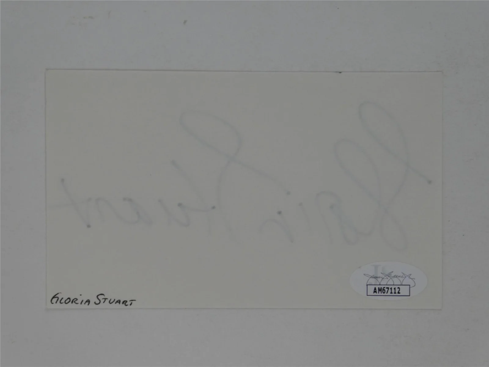Gloria Stuart — Gloria Stuart Signed 3x5 Index Card Autographed Titanic JSA COA, image 3