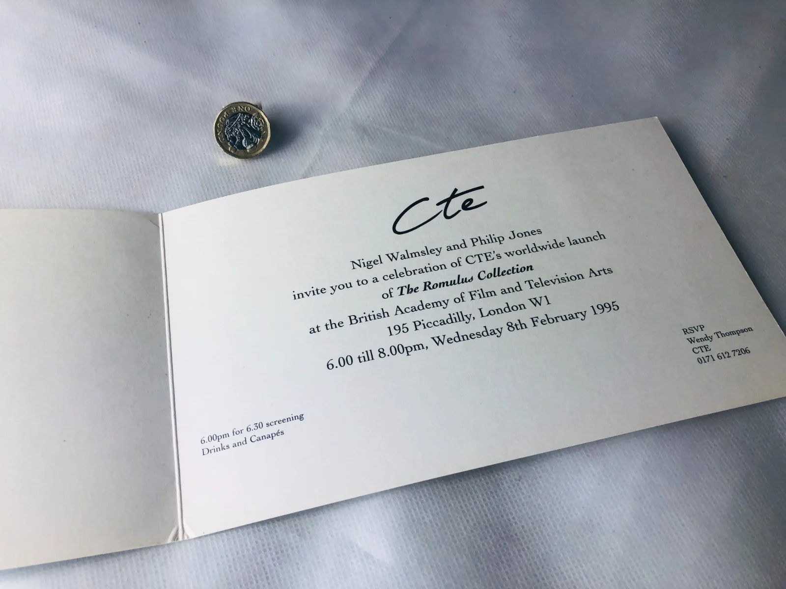 Card Invitation The Romulus Collection 1995 TV Film Ephemera Vintage ra, изображение 2