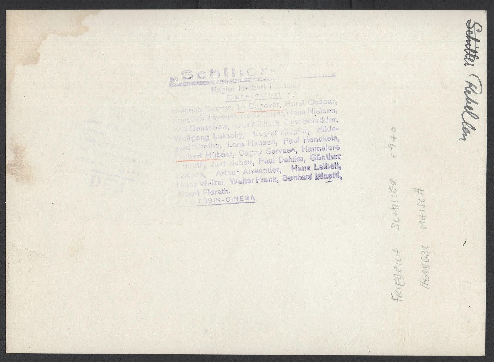 FRIEDRICH SCHILLER 1940 Lil Dagover Herbert Hubner GERMAN STILL, image 2