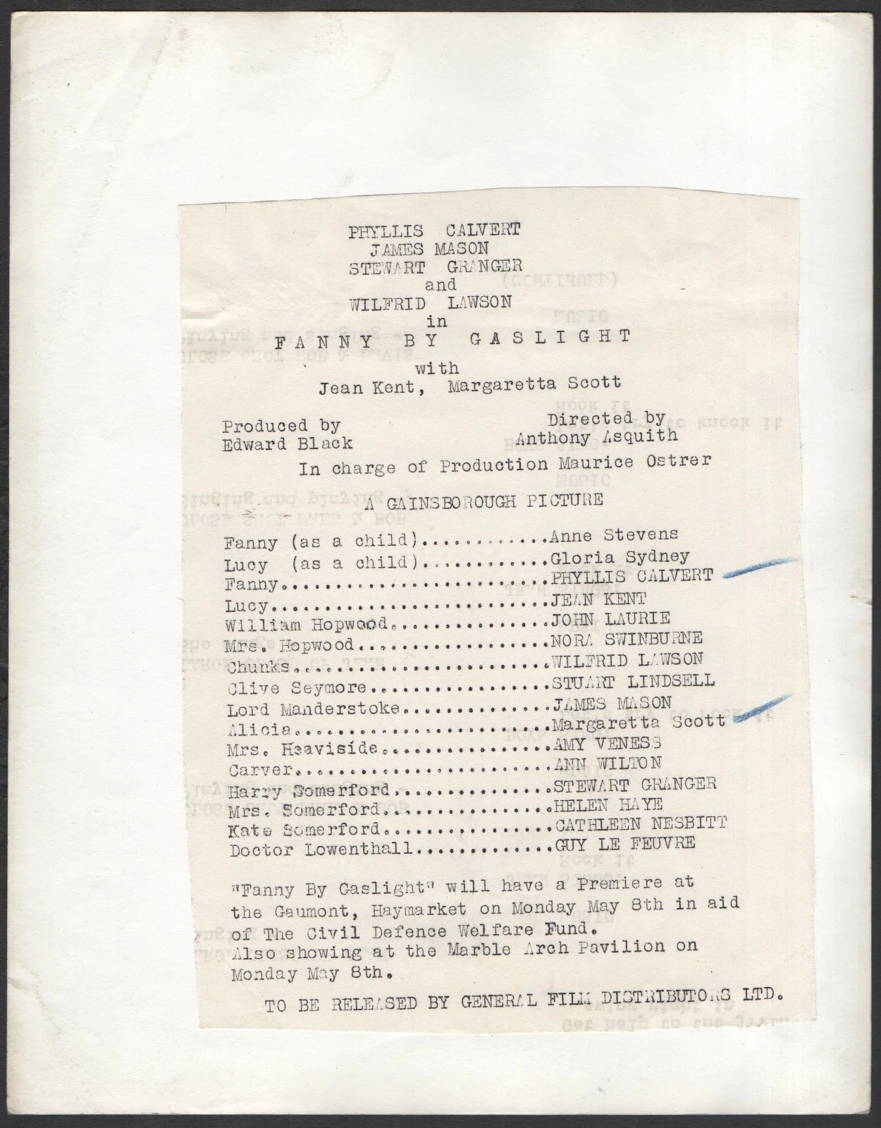 FANNY BY GASLIGHT 1944 Phyllis Calvert, Margaretta Scott 10x8 STILL #44, image 2