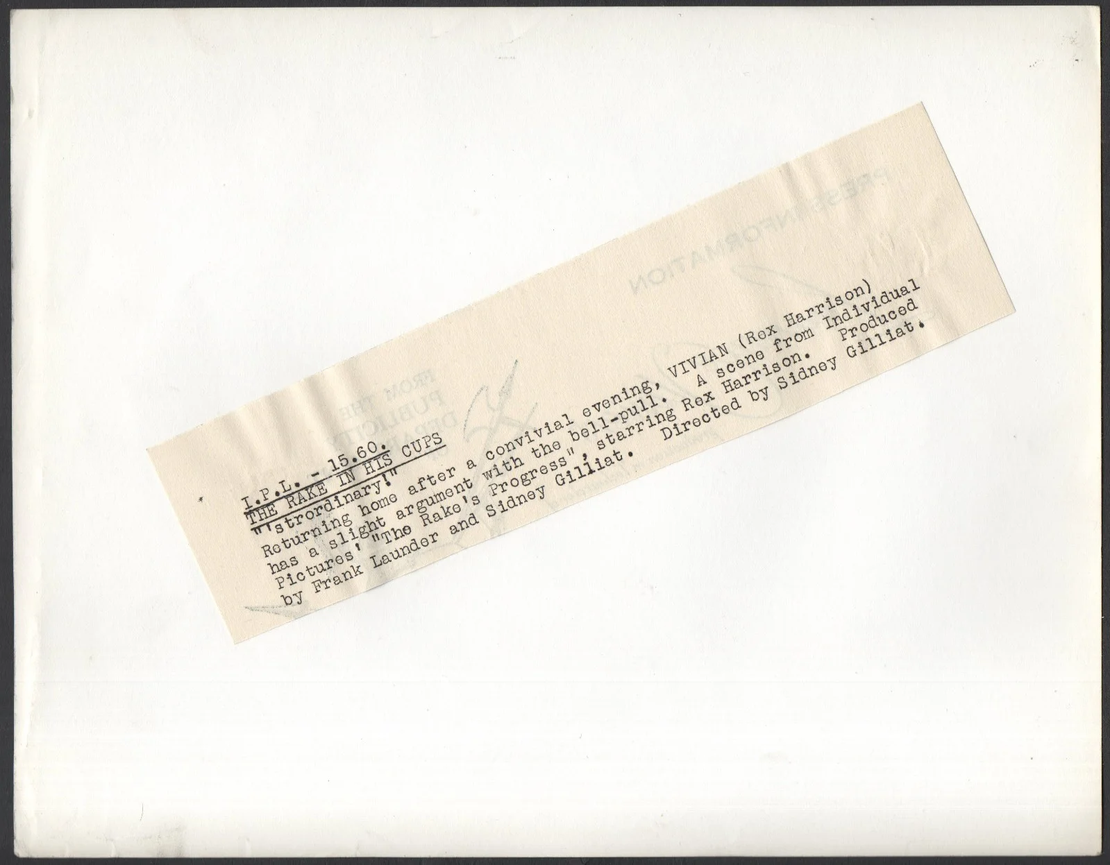 RAKE'S PROGRESS 1945 Sidney Gilliat REX HARRISON 10x8 STILL #60, image 2