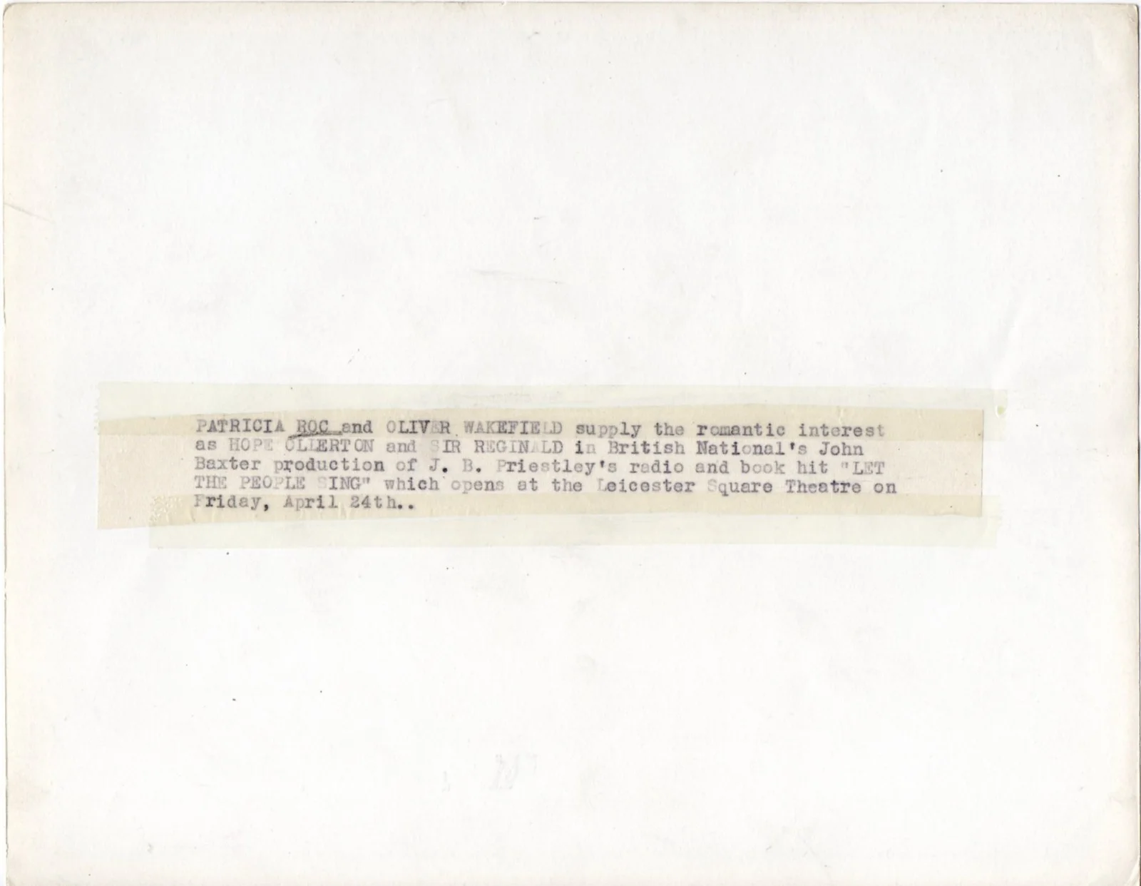 LET THE PEOPLE SING 1942 Patricia Roc, Oliver Wakefield 10x8 STILL #9, image 2