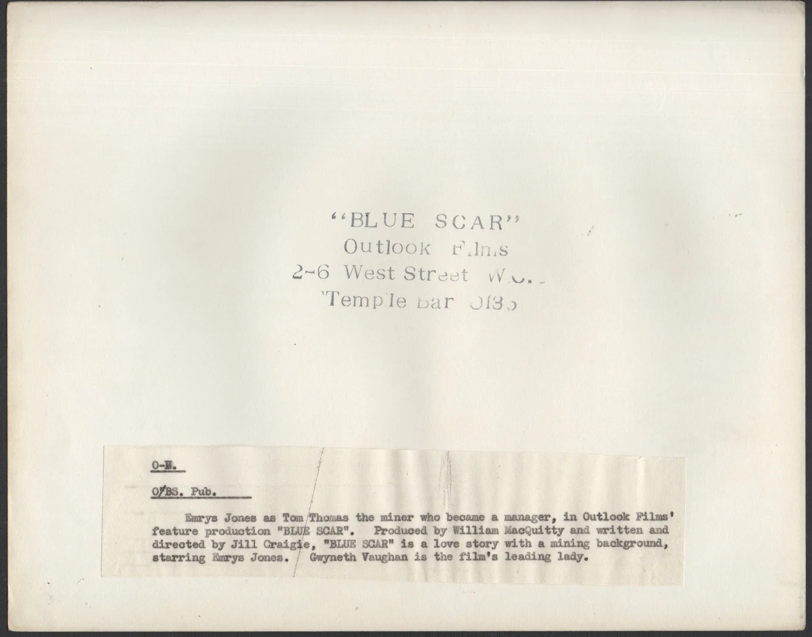 BLUE SCAR 1949 Jill Craigie - Emrys Jones, Gwynneth Vaughan 10X8 STILL, изображение 2