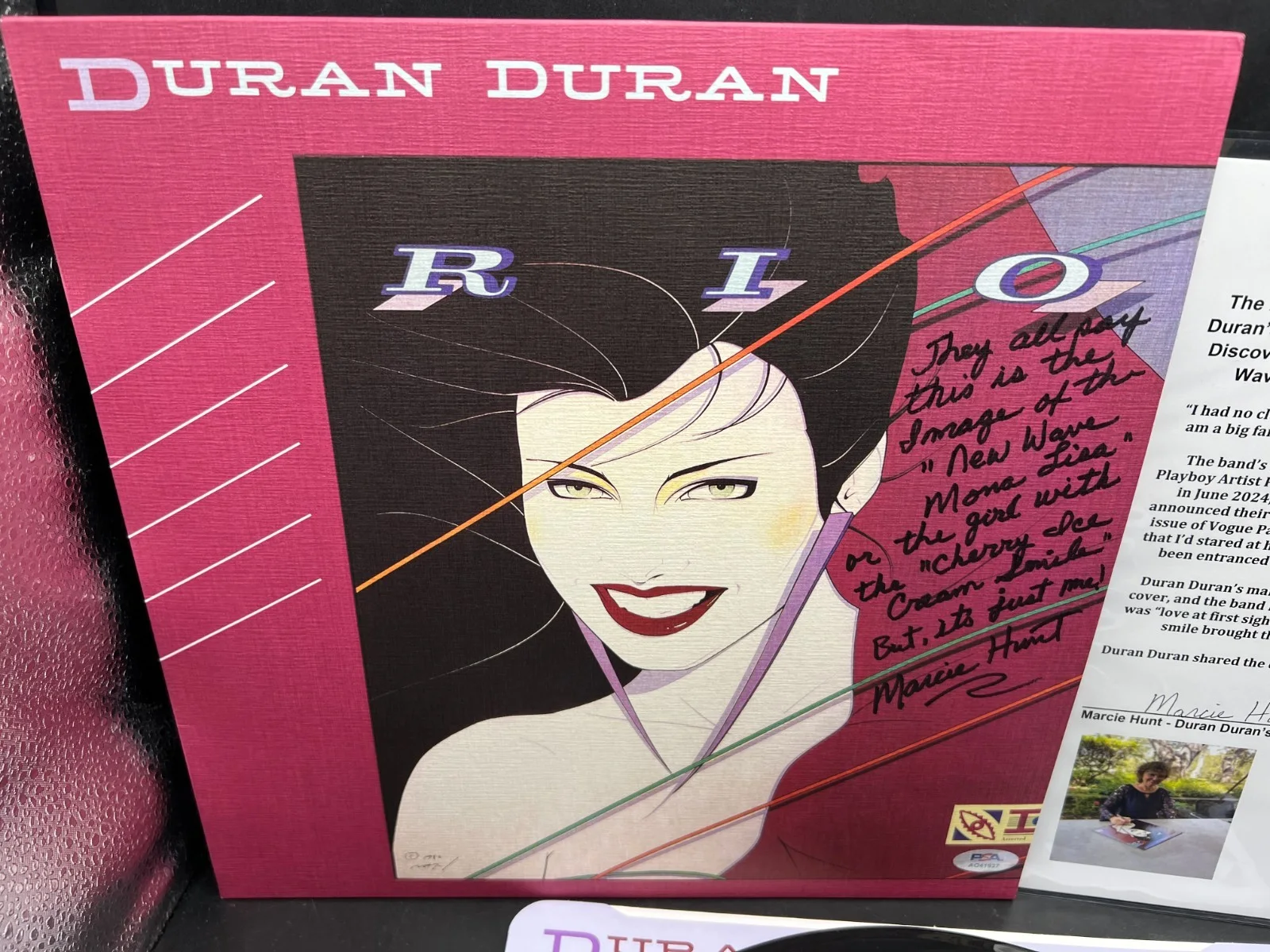 Marcie Hunt Cover Model Signed Duran Duran Rio Vinyl Album PSA/DNA + Provenance, изображение 3