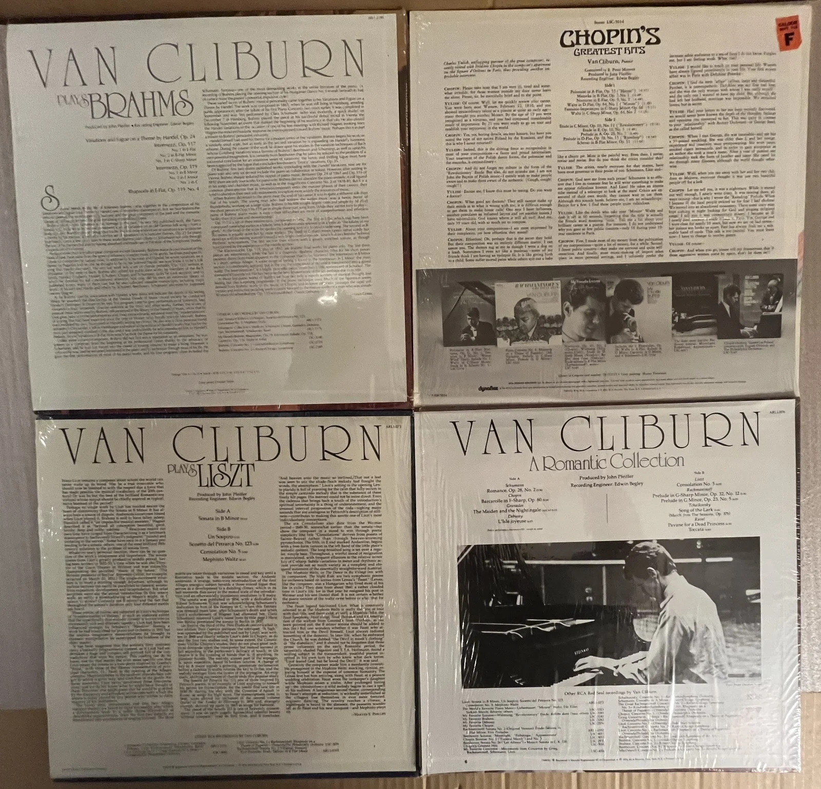VAN CLIBURN: 5 ALBUMS, 1 AUTOGRAPHED! BRAHMS, CHOPIN, LISZT, ROMANTIC COLL, VG+, image 3