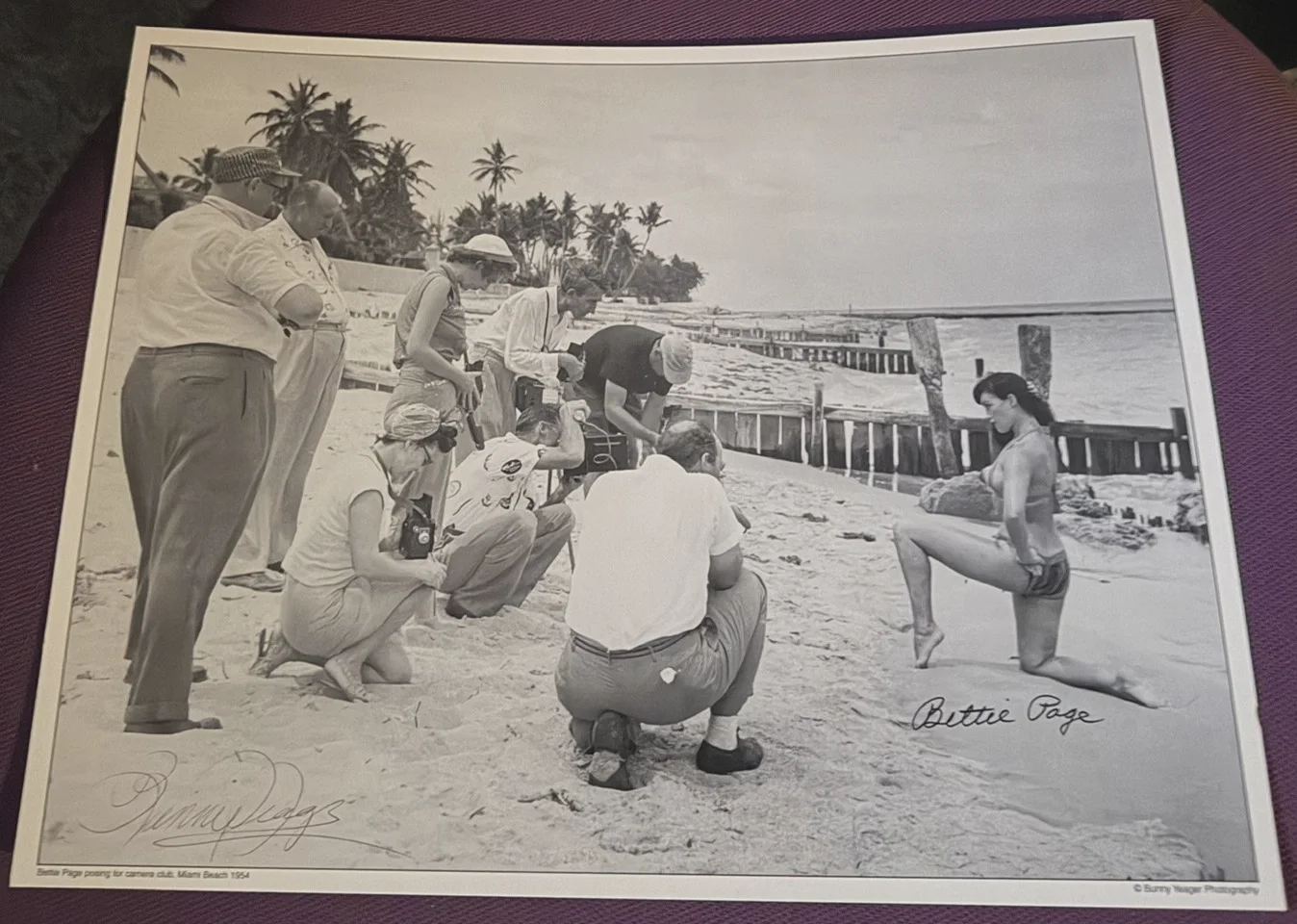 Bettie Page and Bunny Yeager — Dual autographed picture signed by Bettie Page and Bunny Yeager 14x11 photo