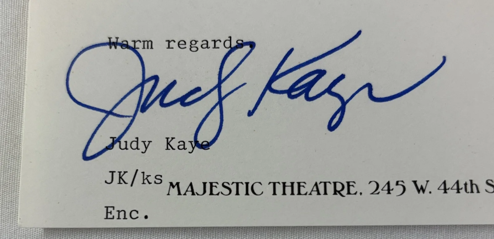 1988 JUDY KAYE SIGNED 4x6 photo and letter ~ PHANTOM OF THE OPERA ~ autographed, изображение 2