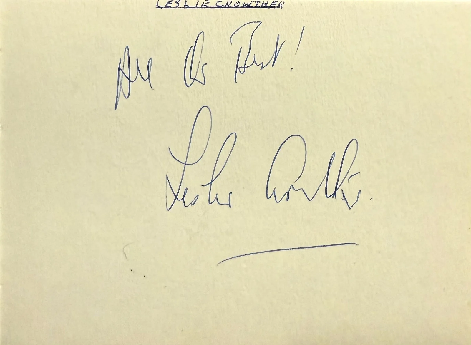 Leslie Crowther, Tommy Steele — LESLIE CROWTHER & TOMMY STEELE Dual Signed Autographed 4x5 ALBUM PAGE Comedian