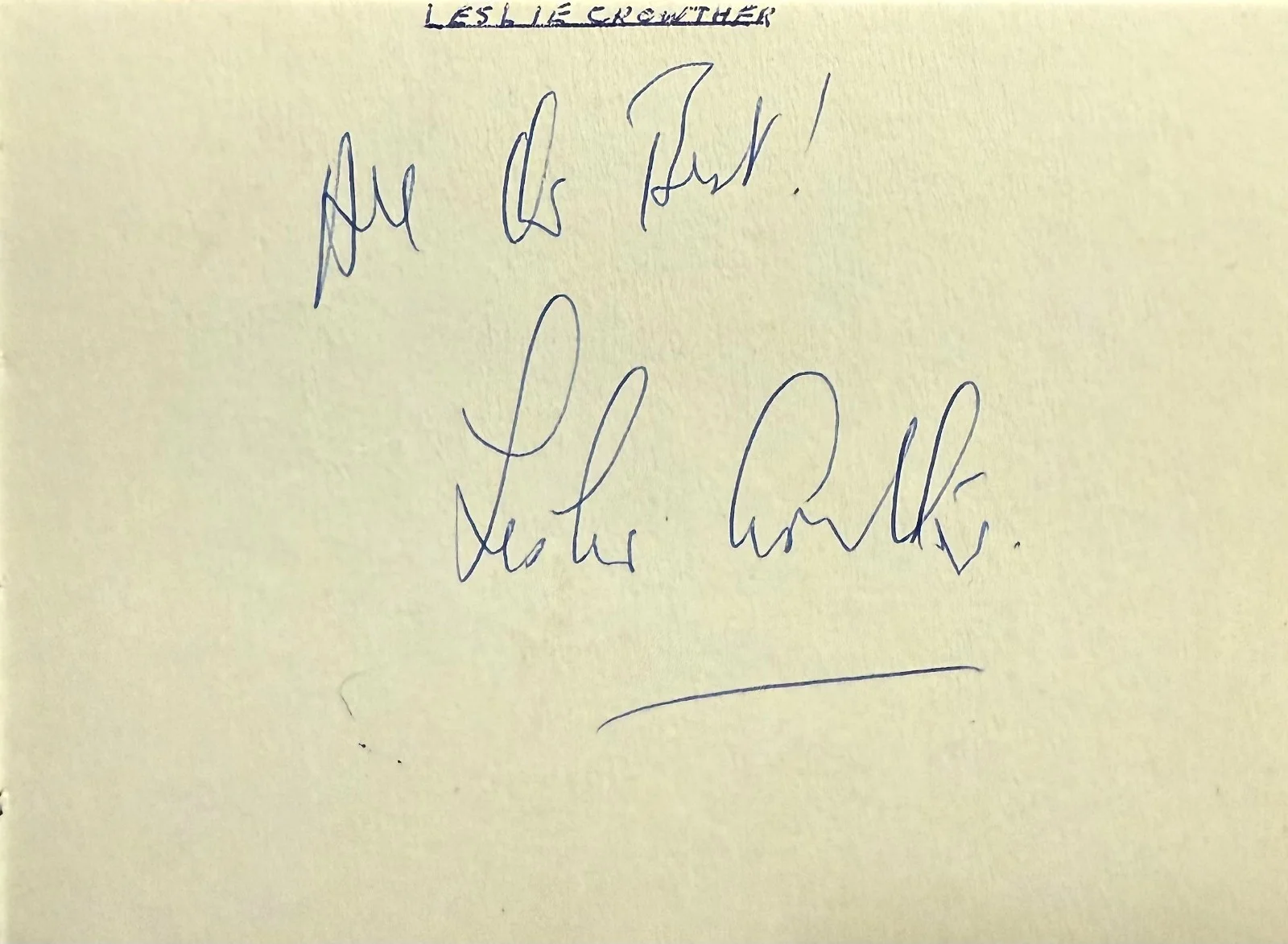 Leslie Crowther, Tommy Steele — LESLIE CROWTHER & TOMMY STEELE Dual Signed Autographed 4x5 ALBUM PAGE Comedian, изображение 3