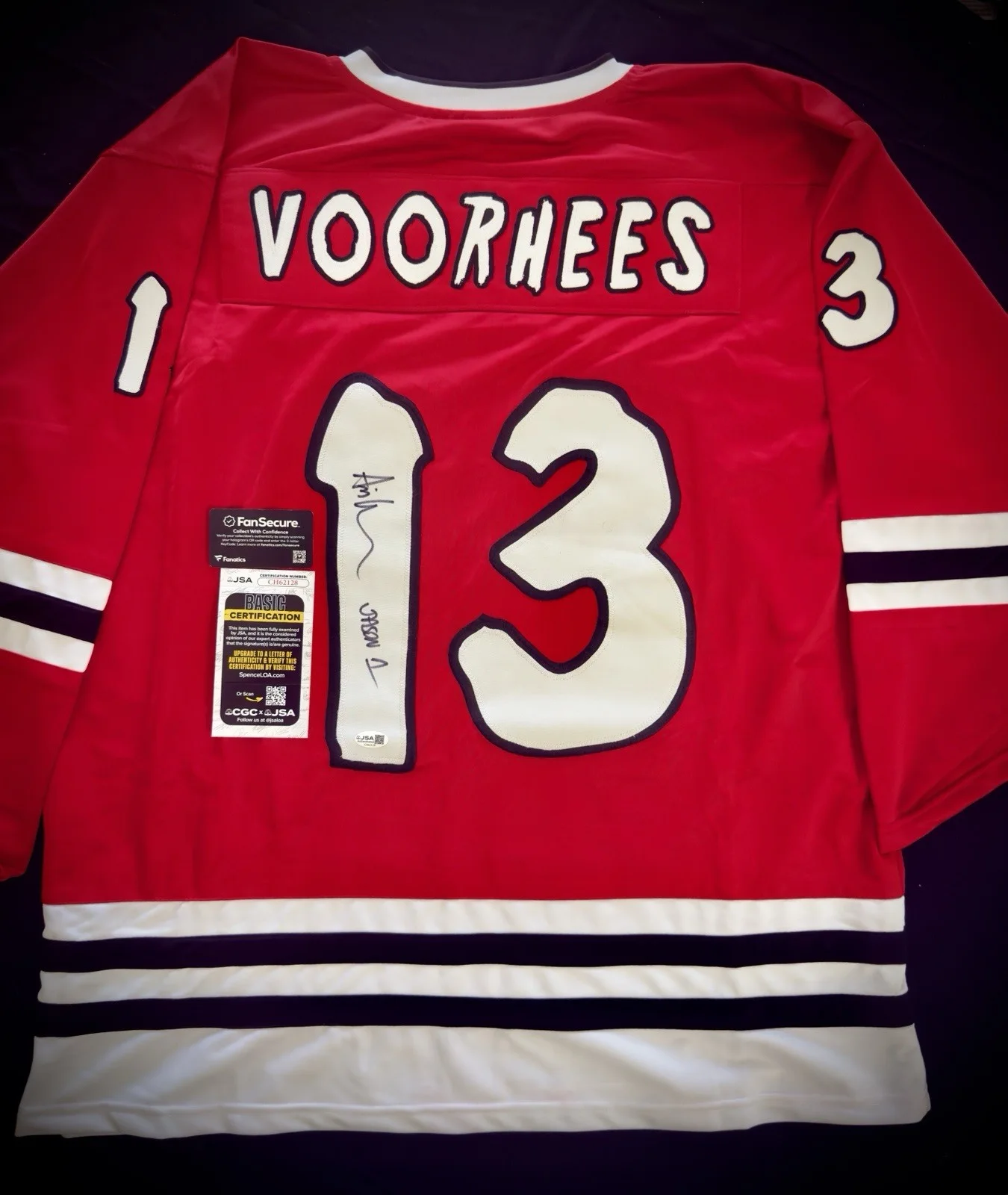 ARI LEHMAN — Ari Lehman Autographed Inscription “Jason 1” Vorhees Hockey Jersey JSA Authentic, изображение 3